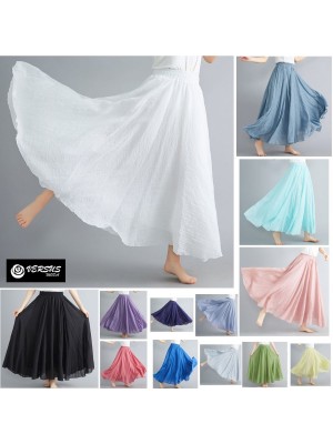 Gonna Lunga Estiva Cotone Donna Tinta Unita Woman Maxi Plain Light Skirt 130033